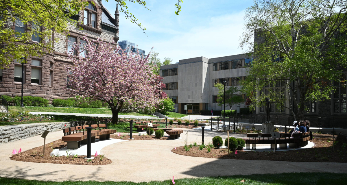 A view of the newly completed Indigenous Healing Garden at Victoria University.